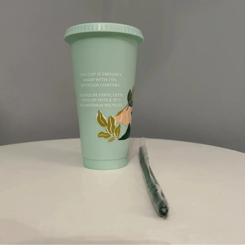 Starbucks 2024 Reusable Earth Month Cold Cup With Straw And Lid Reusable 24oz - Picture 2 of 7
